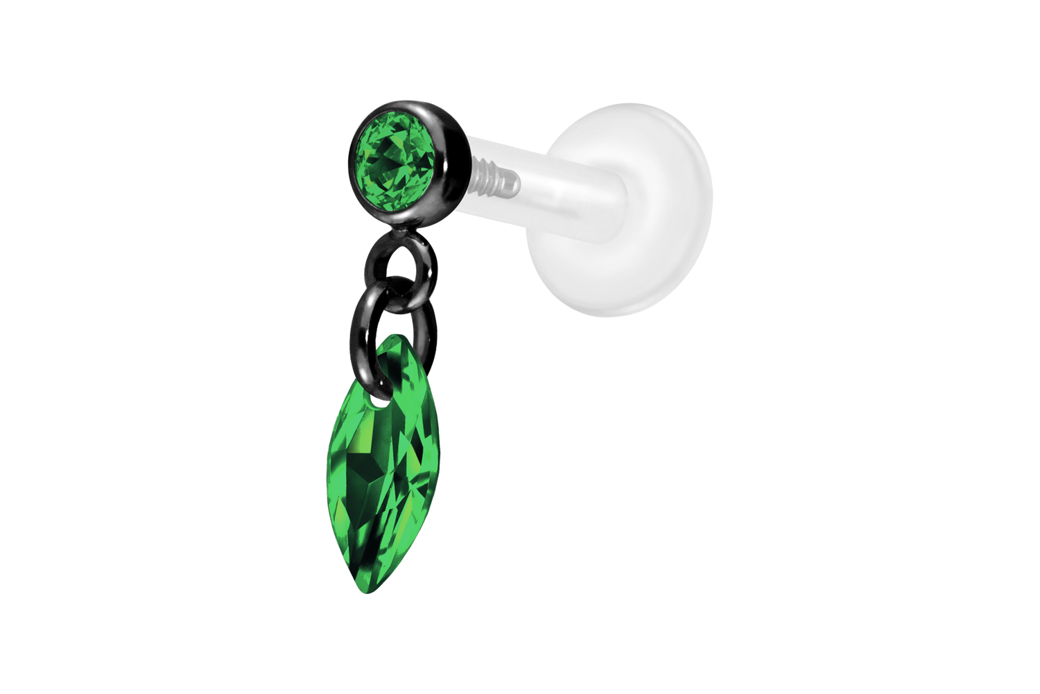 PTFE Labret Piercing mit Innengewinde + Titan-Aufsatz KRISTALLOVAL